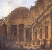 ROBERT, Hubert Interior of the Temple of Diana at Nimes (mk05) France oil painting reproduction